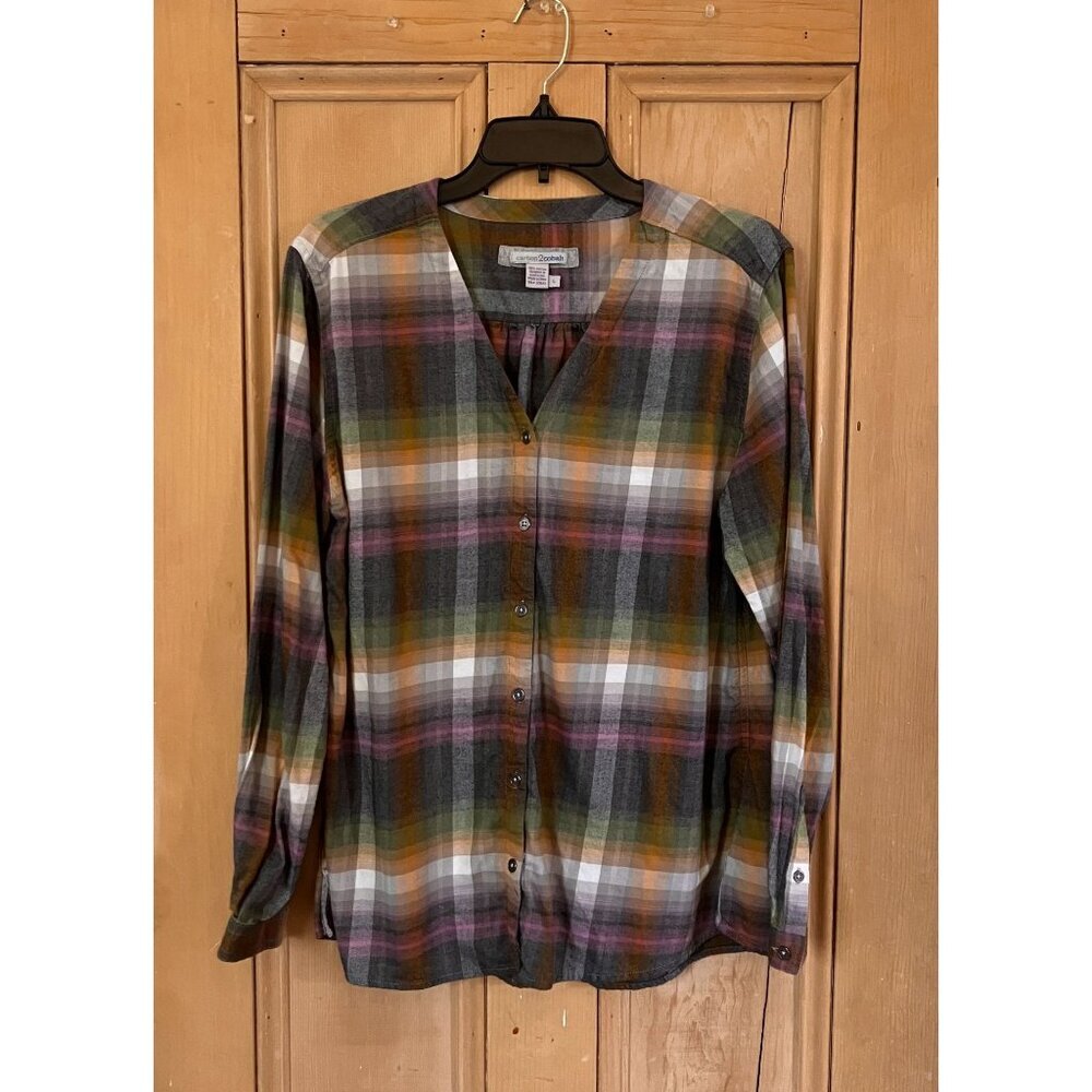 Carbon2Cobalt Womens Plaid Firelight Button Down Shirt Size Large Green SP EXC